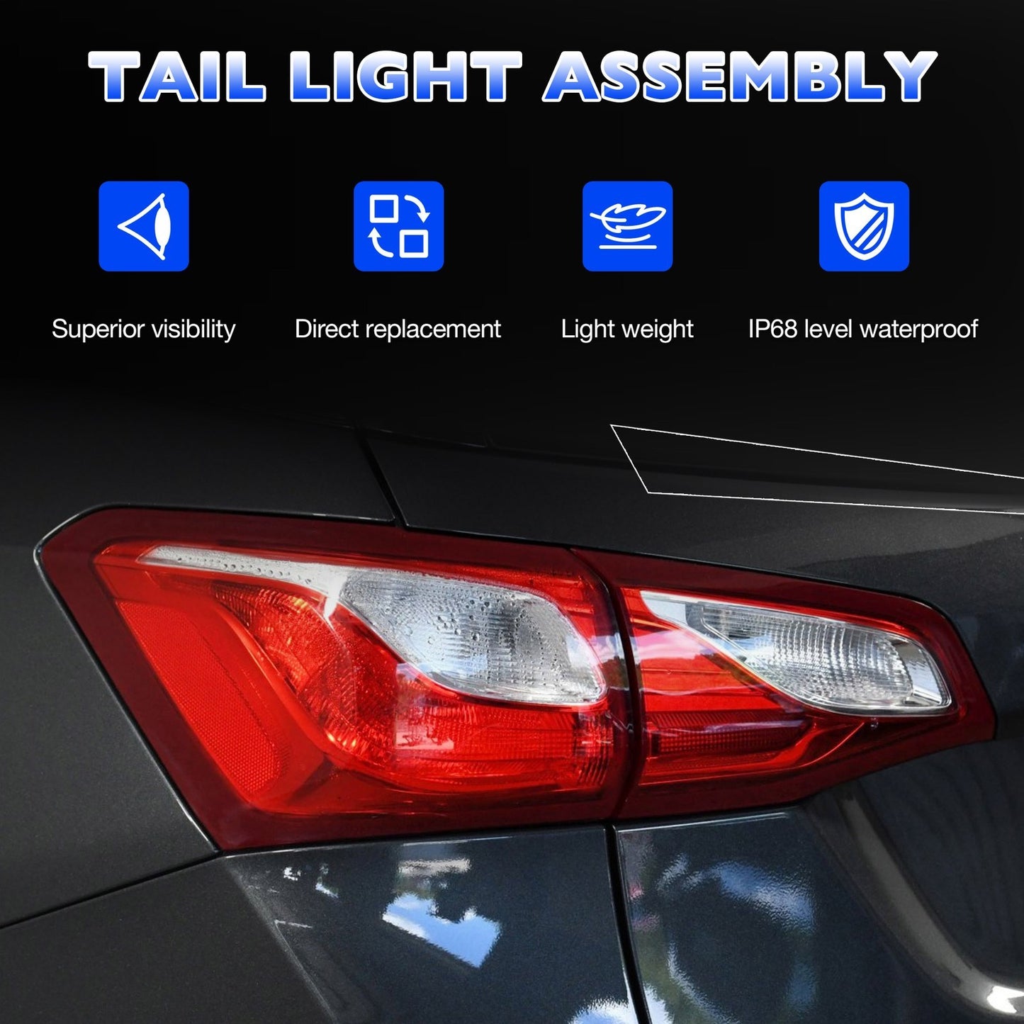 Driver LH Side Rear Tail Light Brake Lamp For Chevy Equinox 2018-2020 84769835