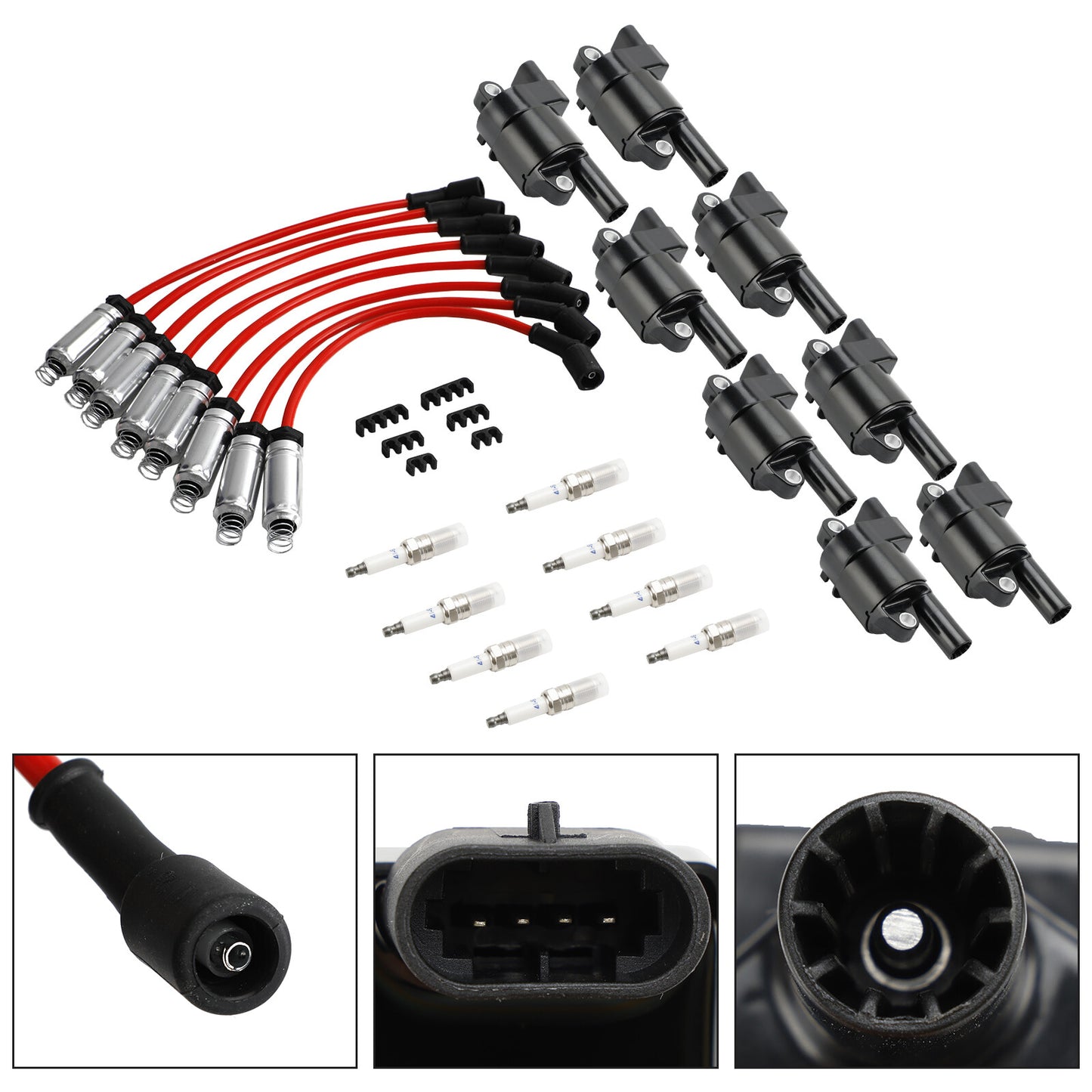 8x Ignition Coil+Spark Plug + Wire UF414 For GMC Silverado 1500 Tahoe 5.3L