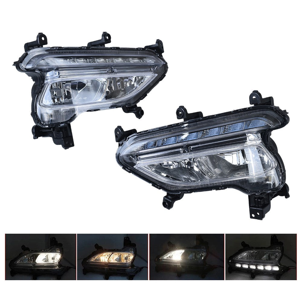 Left+Right Side Fit For 2017 2018 Hyundai Santa Fe Sport LED Fog Lights Lamps