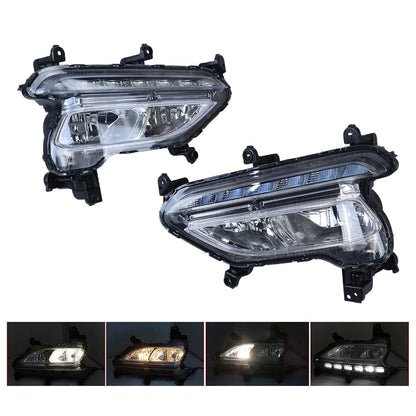 Left+Right Side Fit For 2017 2018 Hyundai Santa Fe Sport LED Fog Lights Lamps