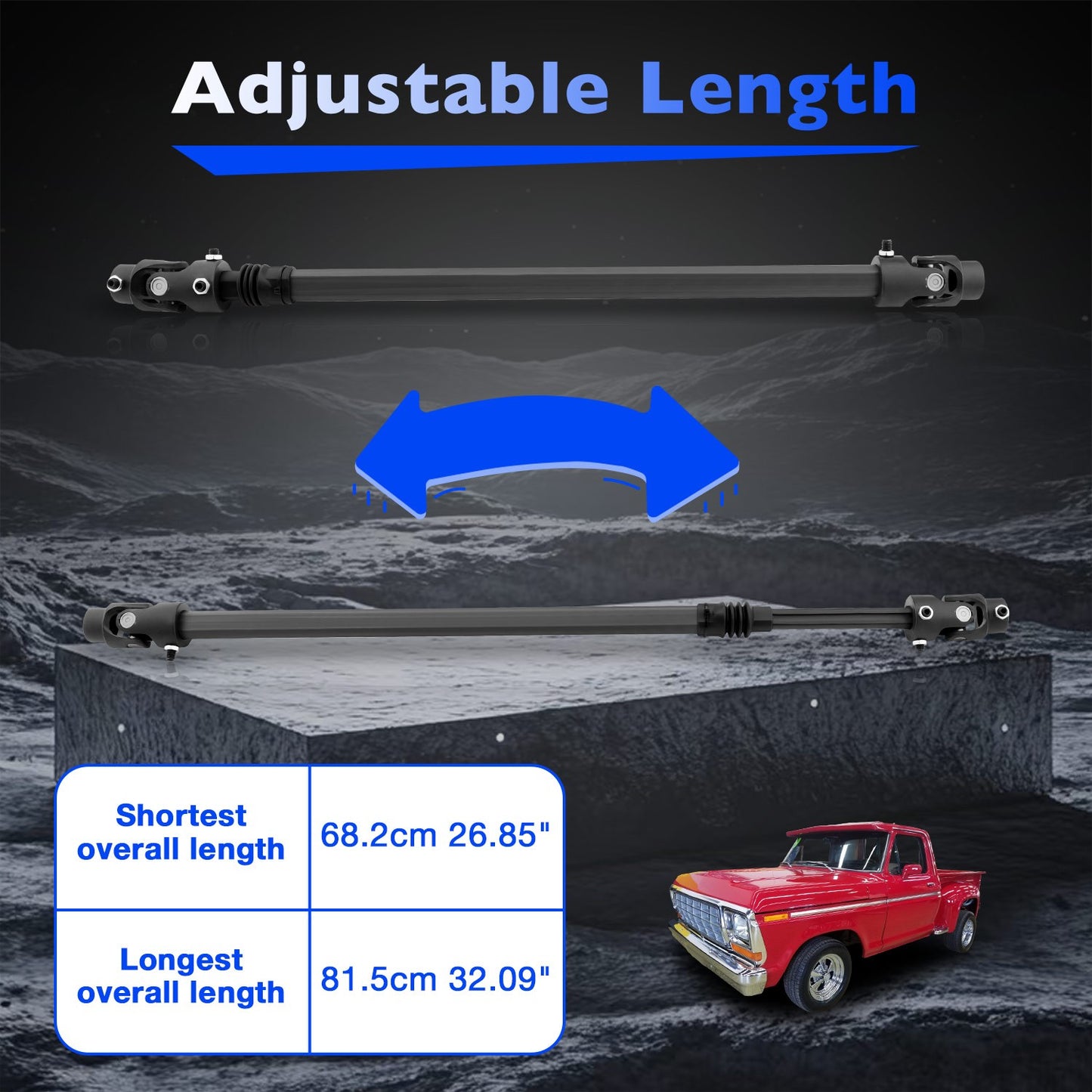 000970 Telescopic Steering Column Shaft Fit 1970-79 Ford F-100 F-150 F-250 F-350