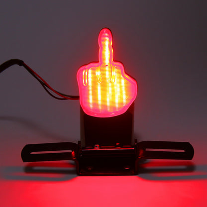 Middle Finger LED Break Tail Light Taillamp w/Plate for Chopper Bobbe