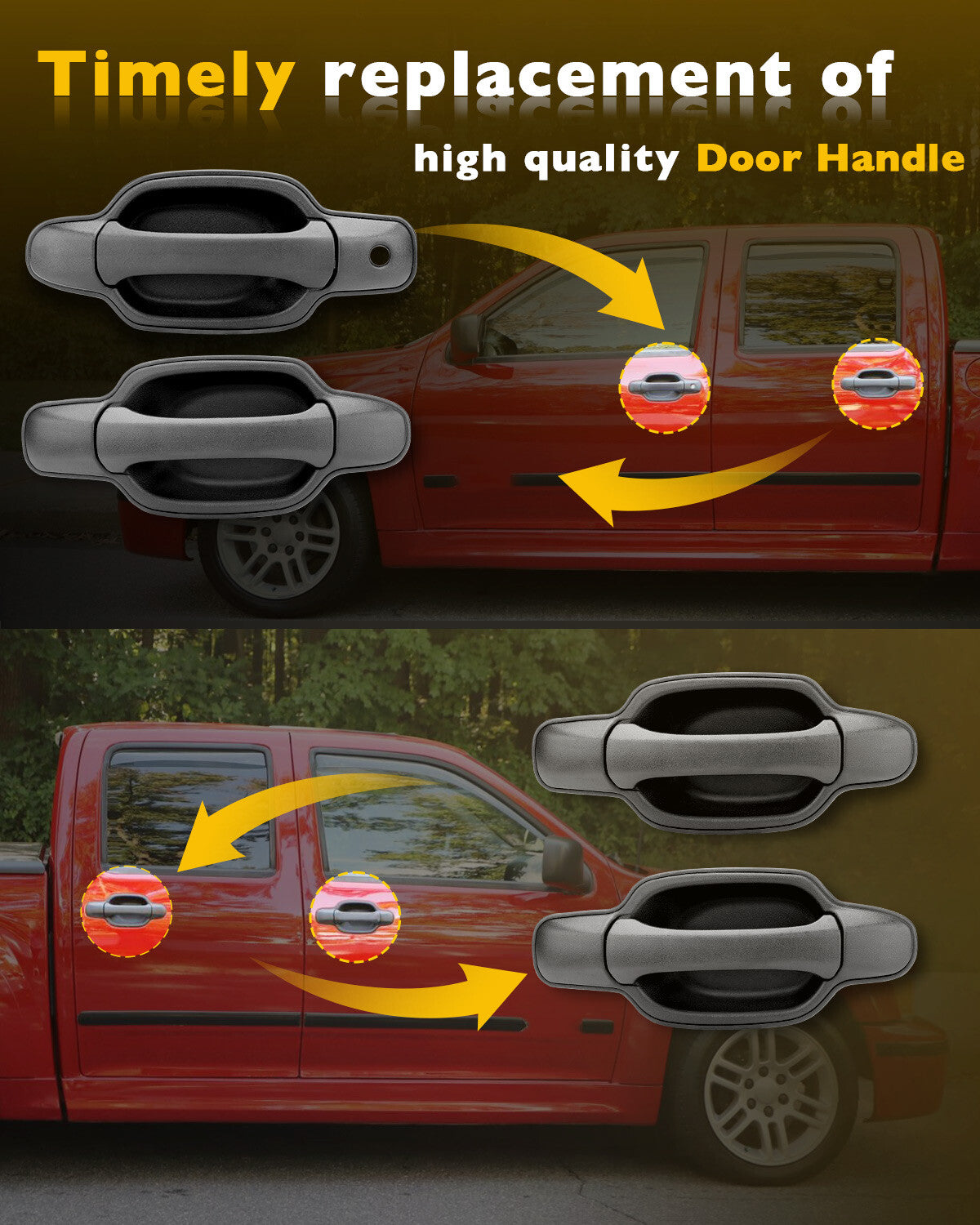 Exterior Outside Door Handle Set Front Rear For 04-12 Chevy Colorado GMC Canyon