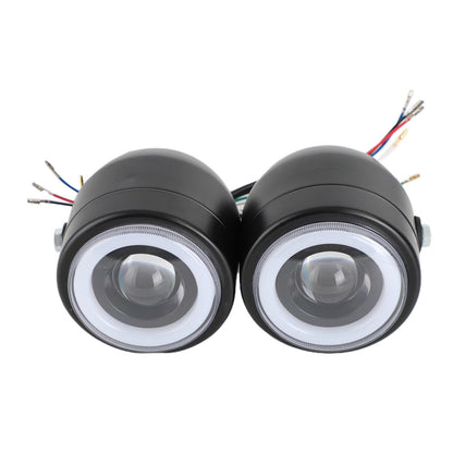 Black Twin Headlight Motorcycle Double Dual Lamp Street Fighter Universal