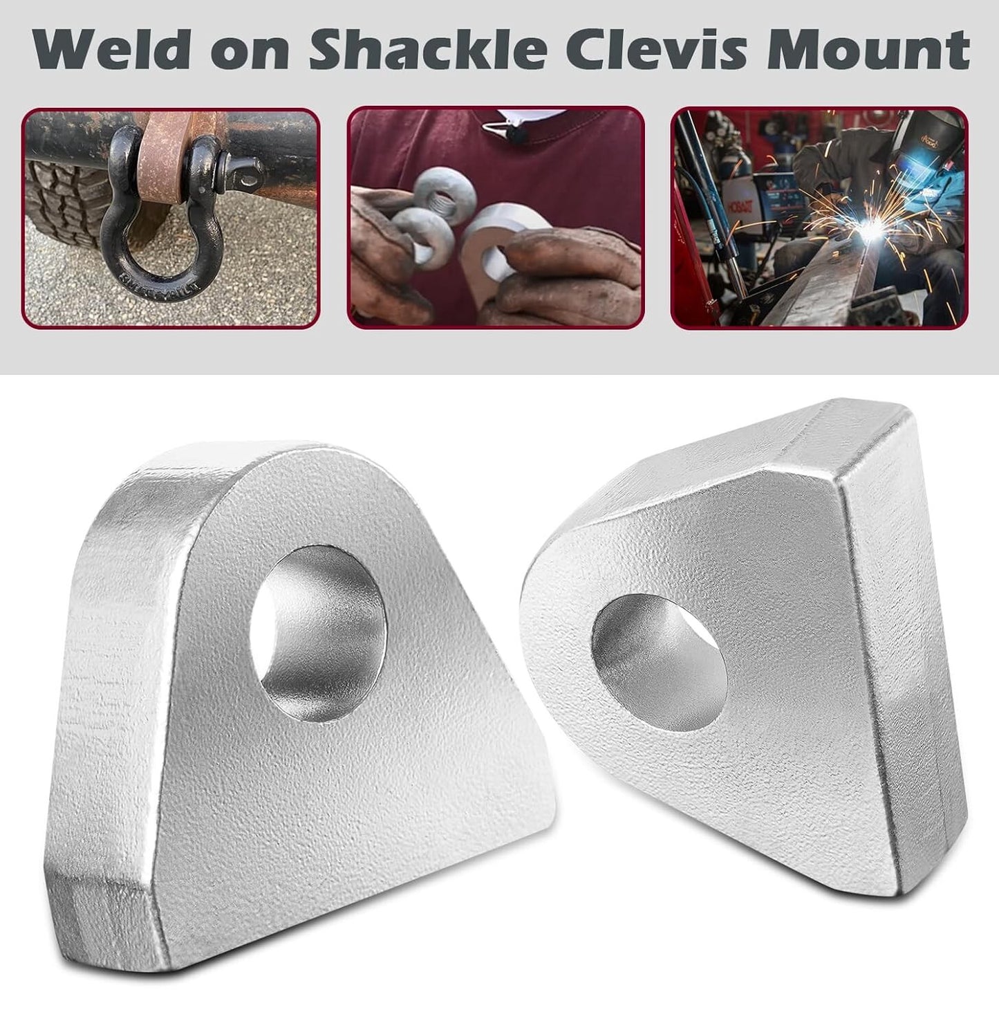 Weld On Shackle Clevis Mount for Most Vehicles Bumper Towing, 2-Pack