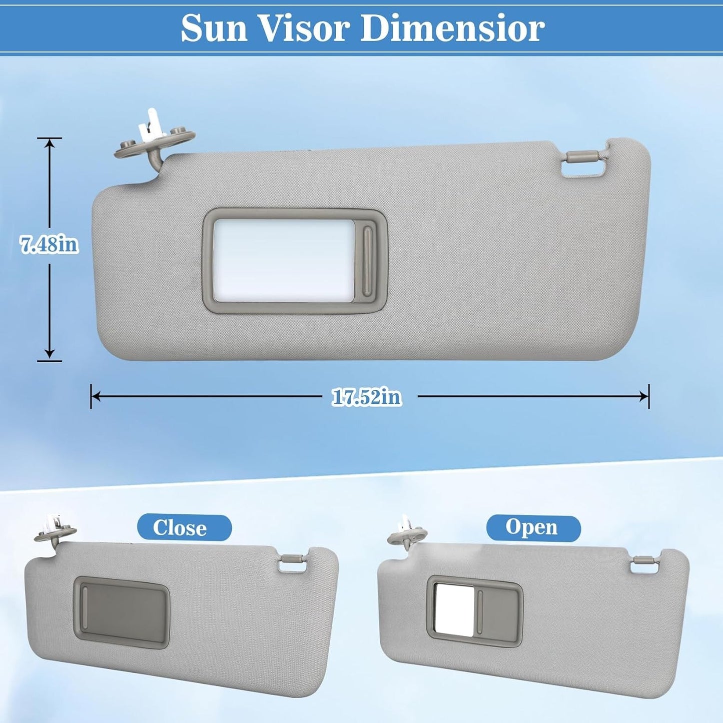 Gray Left Driver Side Sun Visor For 2010-2022 Toyota 4runner 7432035A91B1