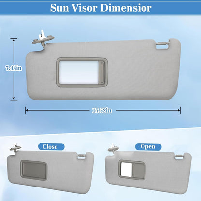 Gray Left Driver Side Sun Visor For 2010-2022 Toyota 4runner 7432035A91B1
