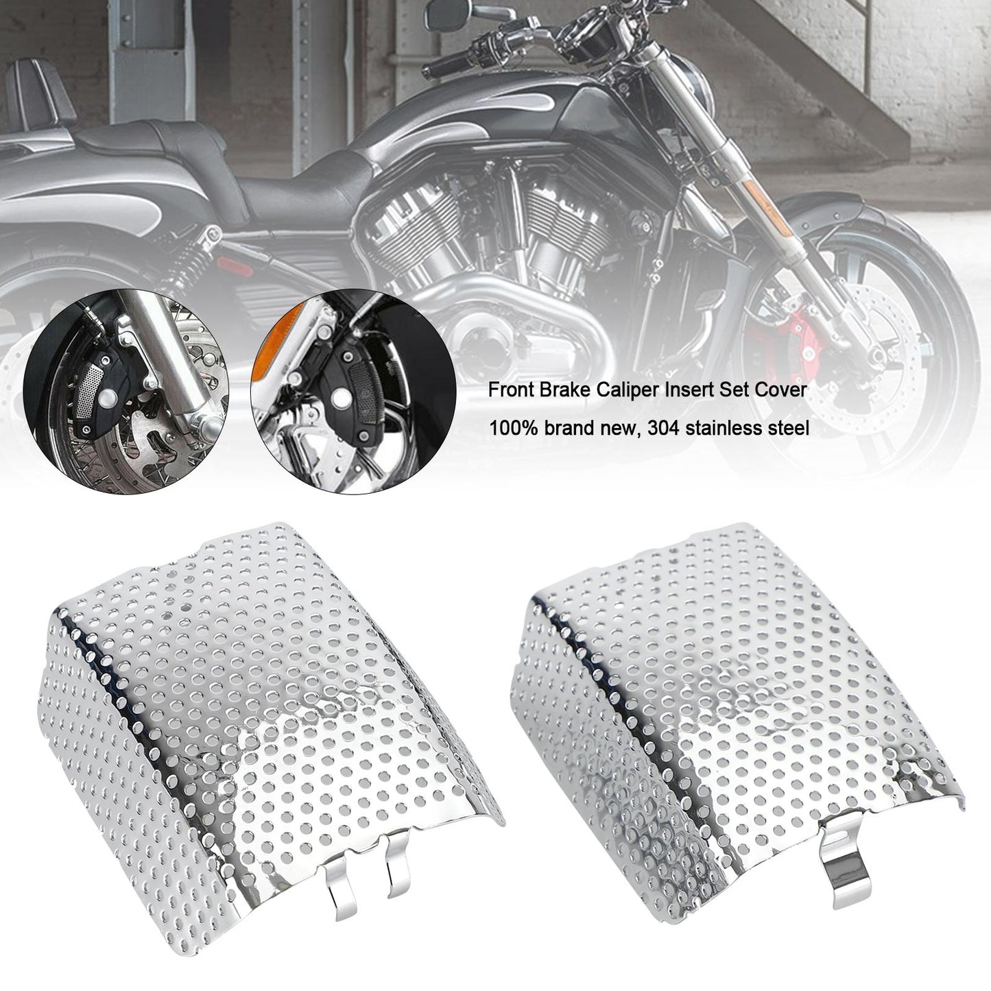 Front Brake Caliper Insert Set Cover Fit Street Glide Touring V-Rod 42054-05 CHR