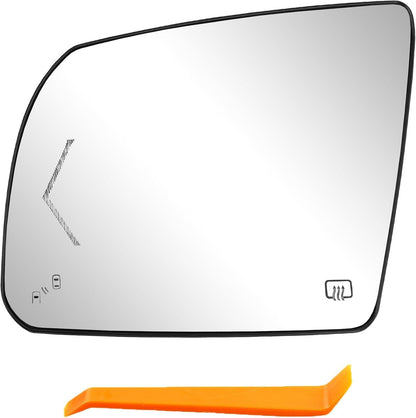 Left Driver Side Heated Mirror Glass w/ BSM For 2002-2020 Toyota Tundra Sequoia