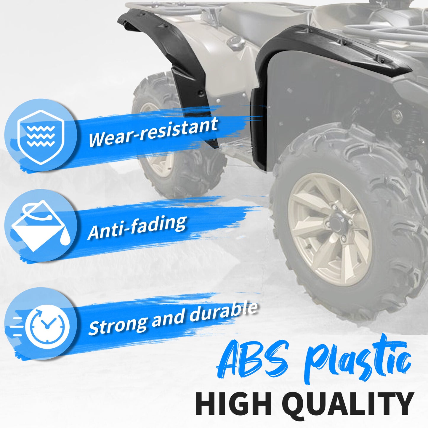 Solid Spare Fender Flare Guard For Yamaha Grizzly 700 2016-2025 4PCS Overfender Mud Guard