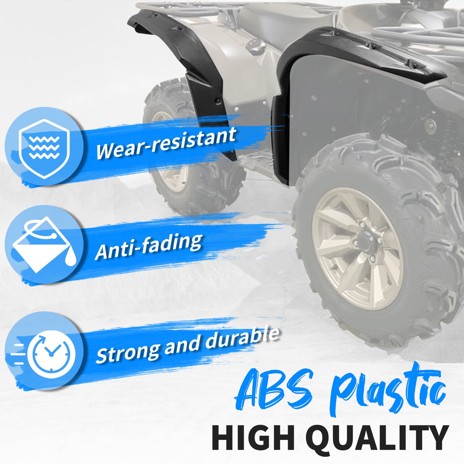 Solid Spare Fender Flare Guard For Yamaha Grizzly 700 2016-2025 4PCS Overfender Mud Guard
