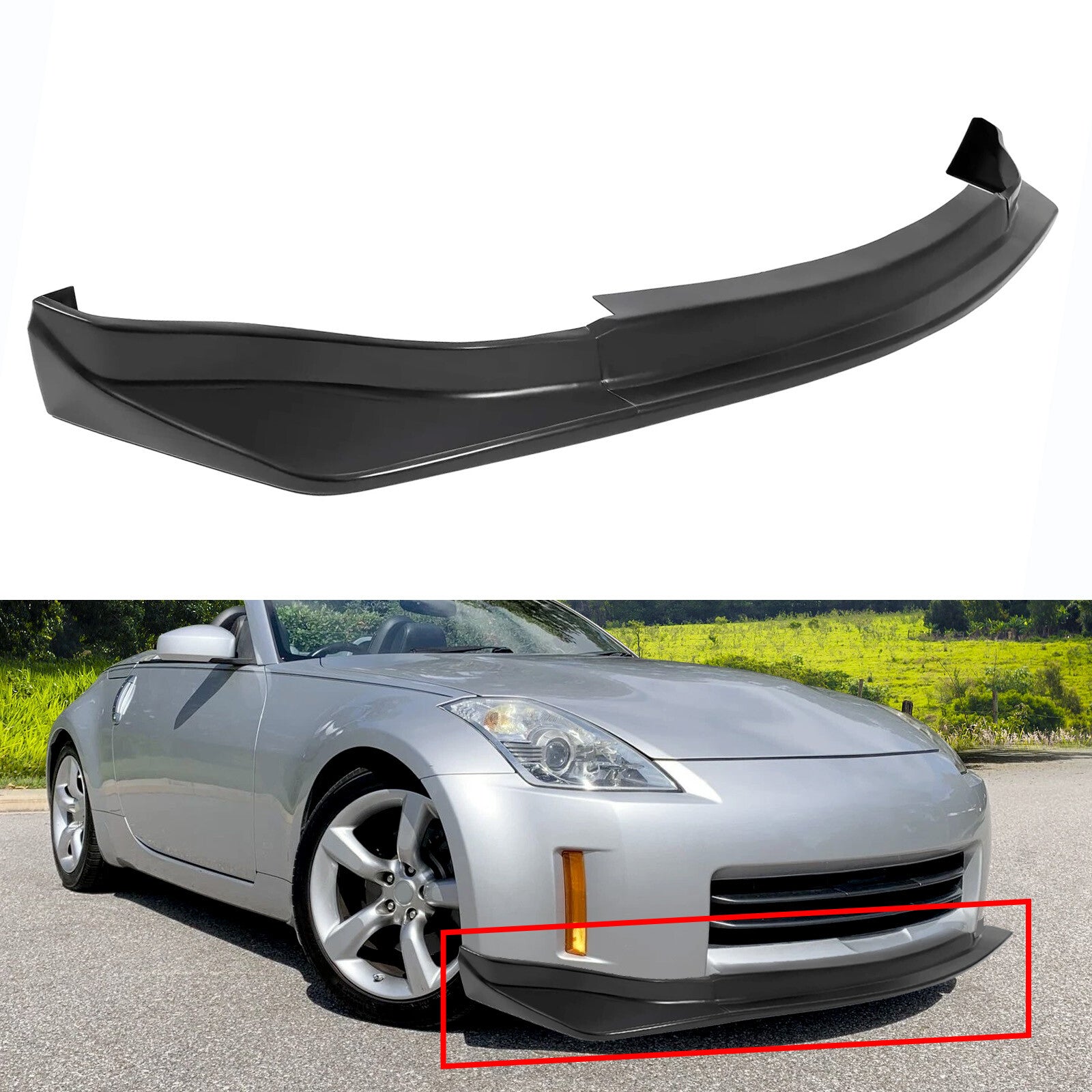 Solid Spare For 2006-2009 350z Z33 Unpainted NS Style Pu Black Front Bumper Lip Spoiler Chin