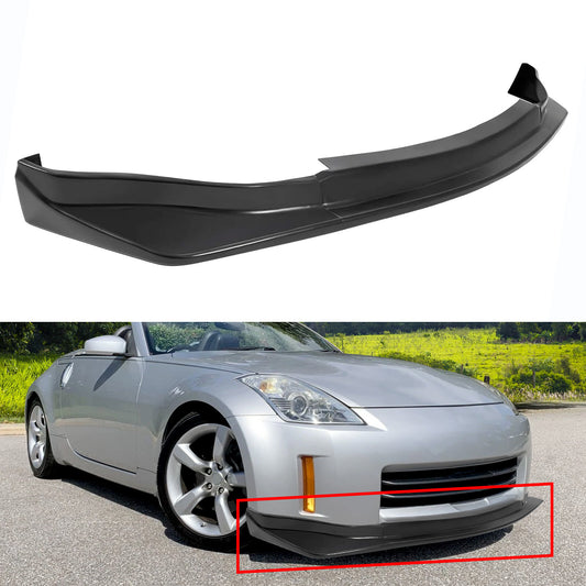 Solid Spare For 2006-2009 350z Z33 Unpainted NS Style Pu Black Front Bumper Lip Spoiler Chin