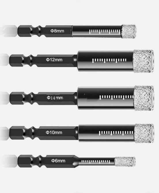 5x Diamond Core Drill Bits Dry Drilling Hole Saw 6/8/10/12/14mm for Ceramic Tile