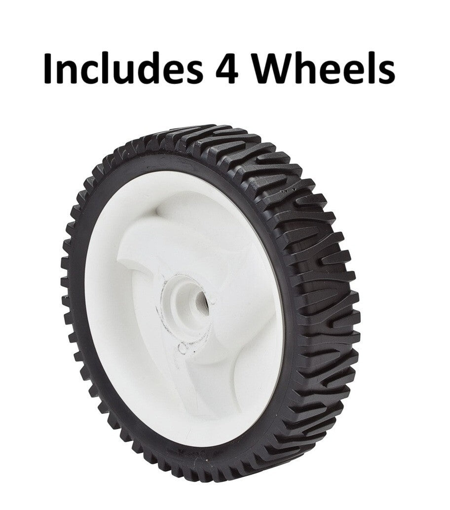 Solid Spare (4) Oregon 72-033 Semi Pneumatic Lawn Mower Wheels Black 8 inch