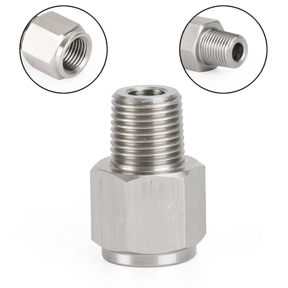 1/8" NPT Male to M10x1.0 Female Stainless Steel Oil Pressure Gauge Adapter V1
