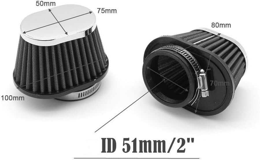 Universal Red 51mm 2inch Motorcycle Air Intake Filter Cleaner Pod Replacement