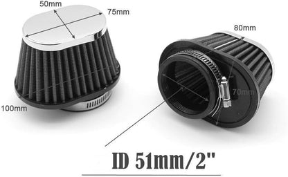 Universal Red 51mm 2inch Motorcycle Air Intake Filter Cleaner Pod Replacement