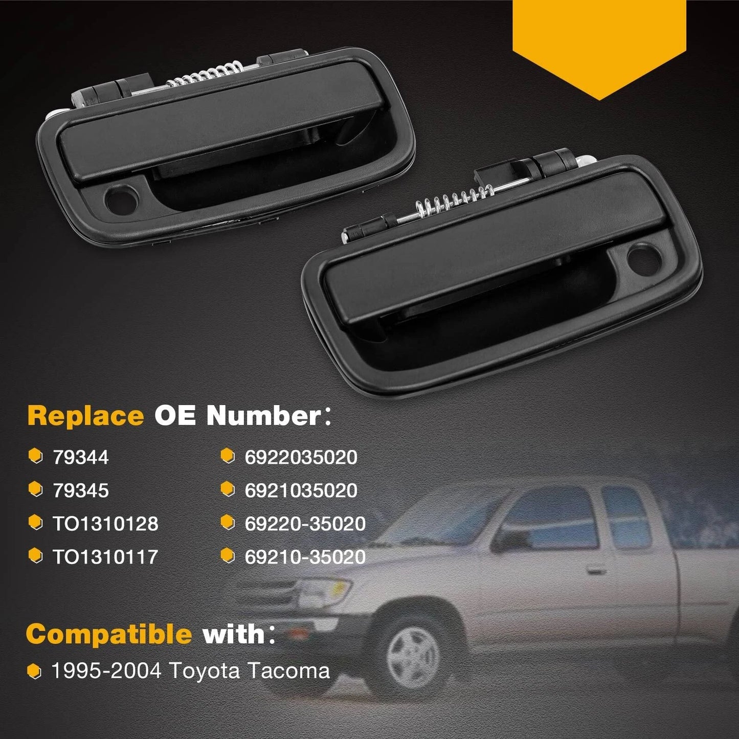 Exterior Interior Tailgate Door Handle Lock Cylinder Key For 95-00 Toyota Tacoma