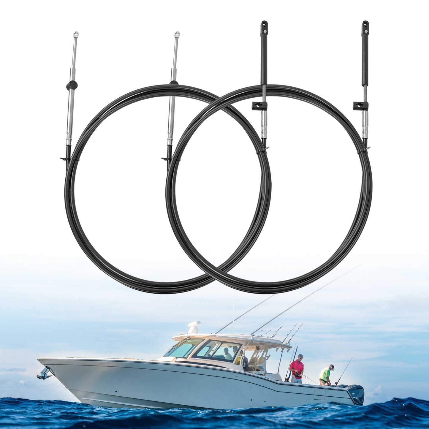 2PCS 15FT Outboard Throttle Cable Gen I Control Shift Cables For Mercury Mariner
