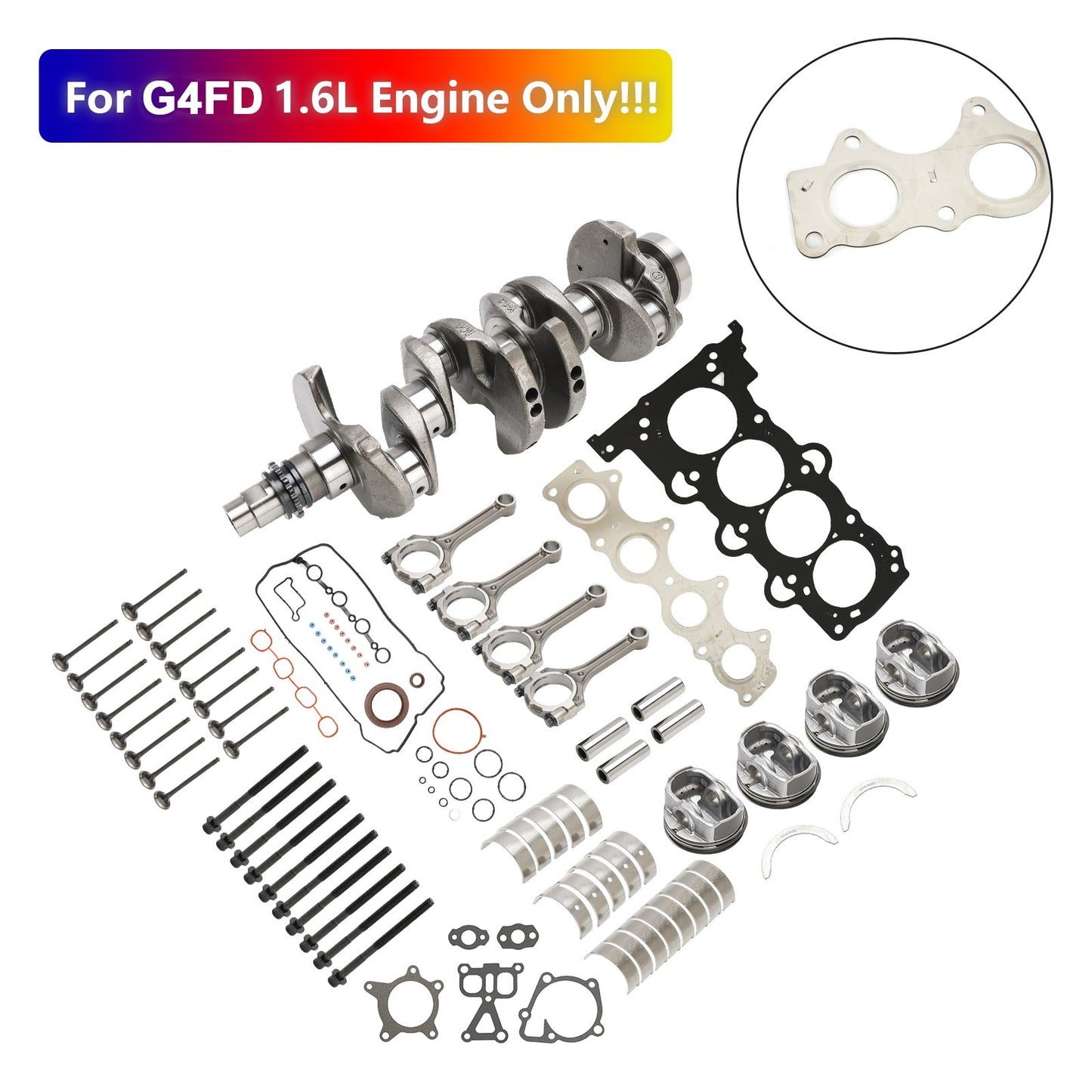 G4FD Engine Rebuild Overhaul Kit w/Crankshaft & Connecting Rod for Hyundai 1.6L