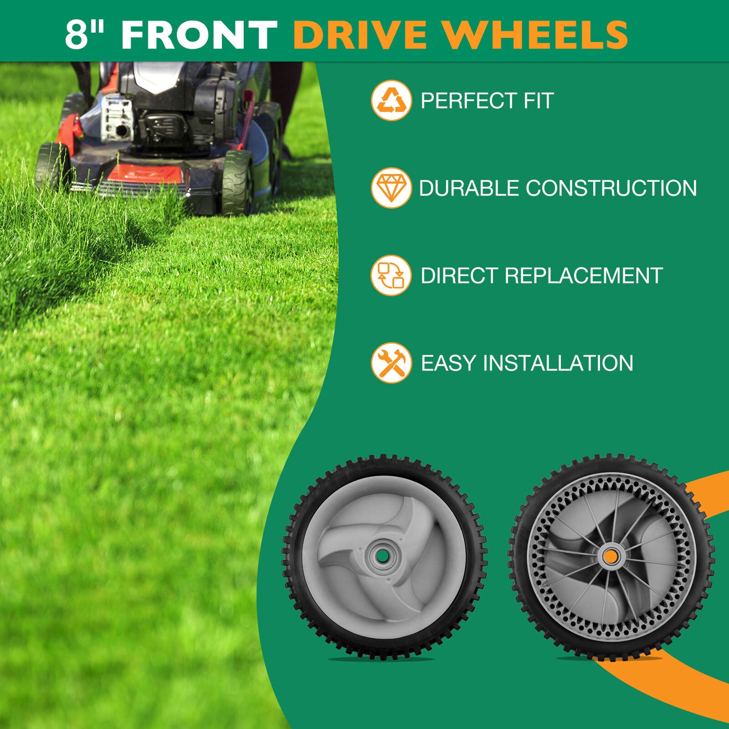 8" Lawn Mower Wheel Set Front Drive For Craftsman 583719501 194231X427 917376080
