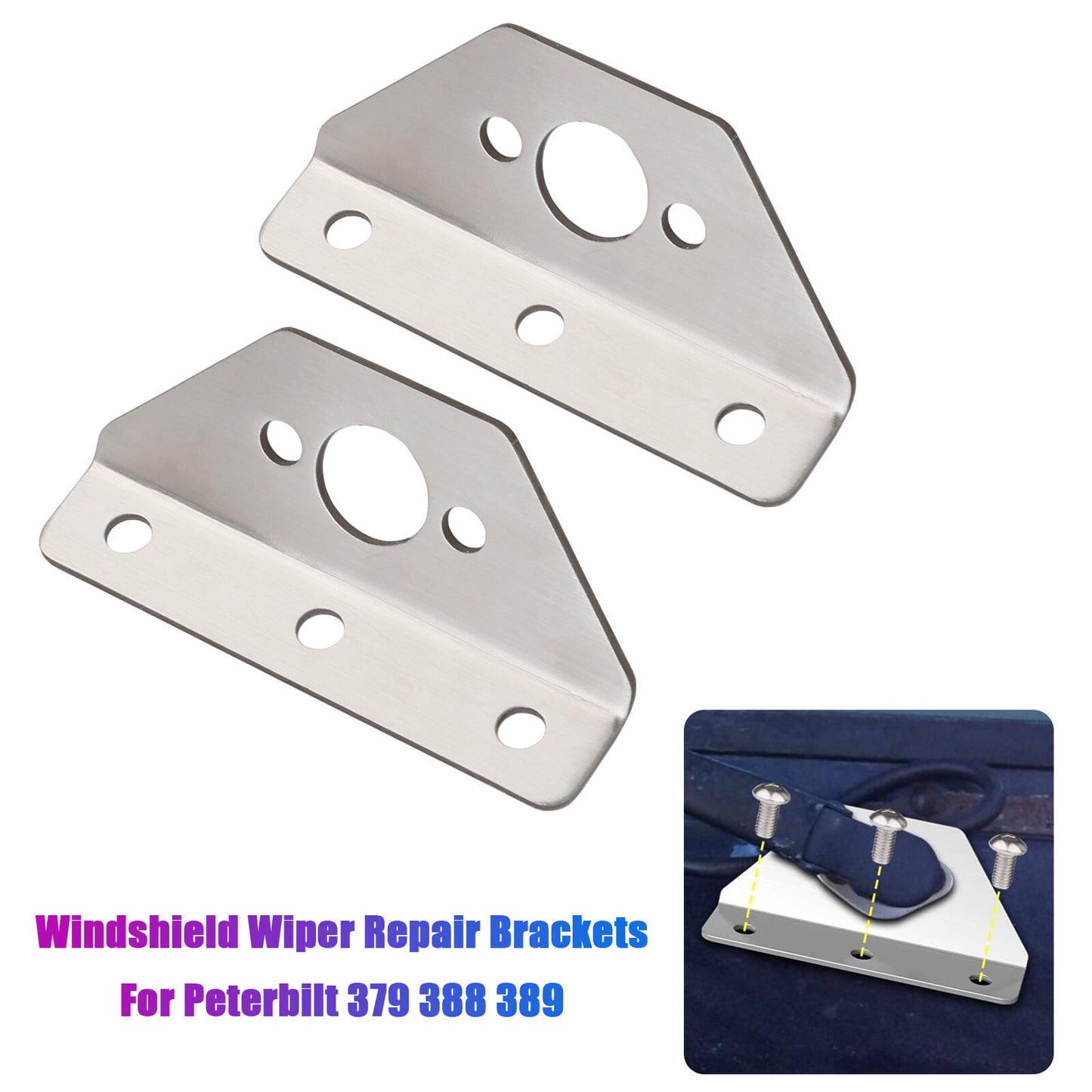 2 PCS Windshield Wiper Repair Stainless Steel Brackets for Peterbilt 379 388 389
