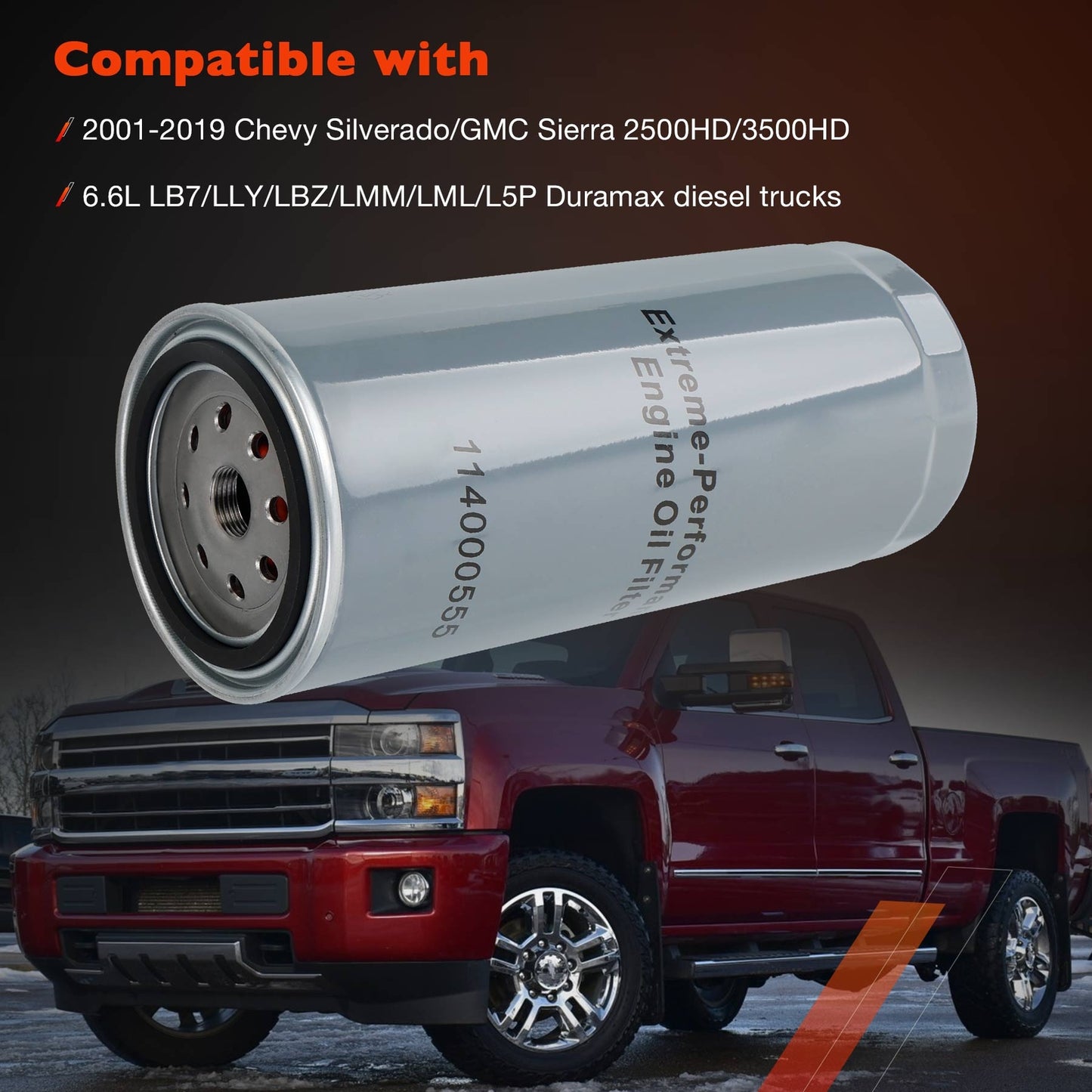 5 Micron Diesel Oil Filter For 2001-19 Chevy Silverado GMC Sierra 6.6L Duramax
