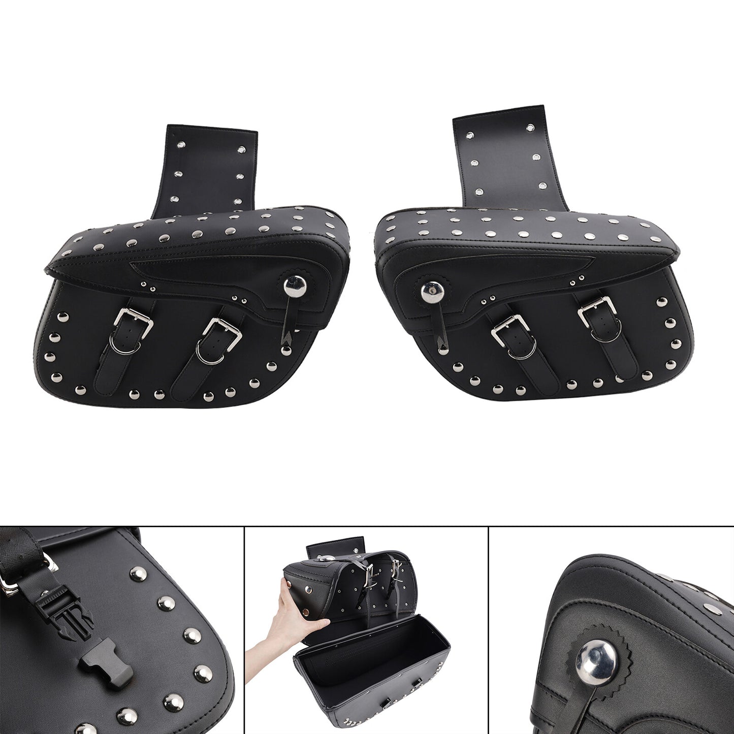 Side Tail Bag Saddlebag Color Matching Luggage Black 80L For Scooter Motorcycle