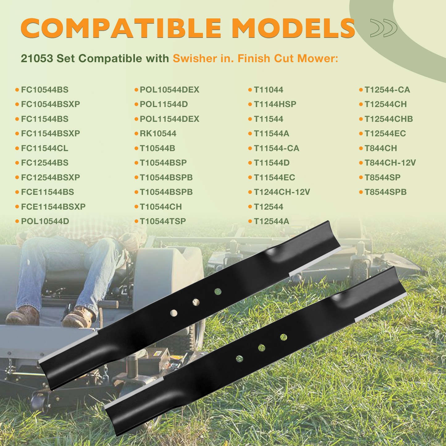 2X 9036 Lawn Mower Blade & 74" 4220 Belt Set For Swisher 44" Finish Cut Mowers