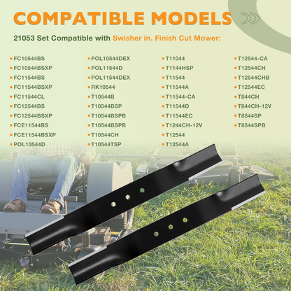 2X 9036 Lawn Mower Blade & 74" 4220 Belt Set For Swisher 44" Finish Cut Mowers