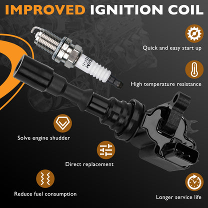 UF431 Ignition Coil Pack & Iridium Spark Plugs & Wire For 03-06 Kia Sorento 3.5L