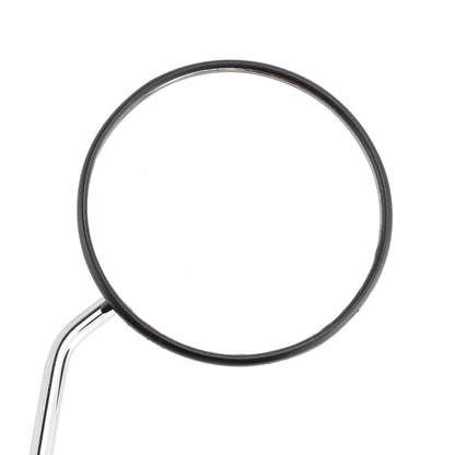 Set of 2 Universal Black Round Motorcycle Scooter Mirrors - 8mm - Chrome Stem