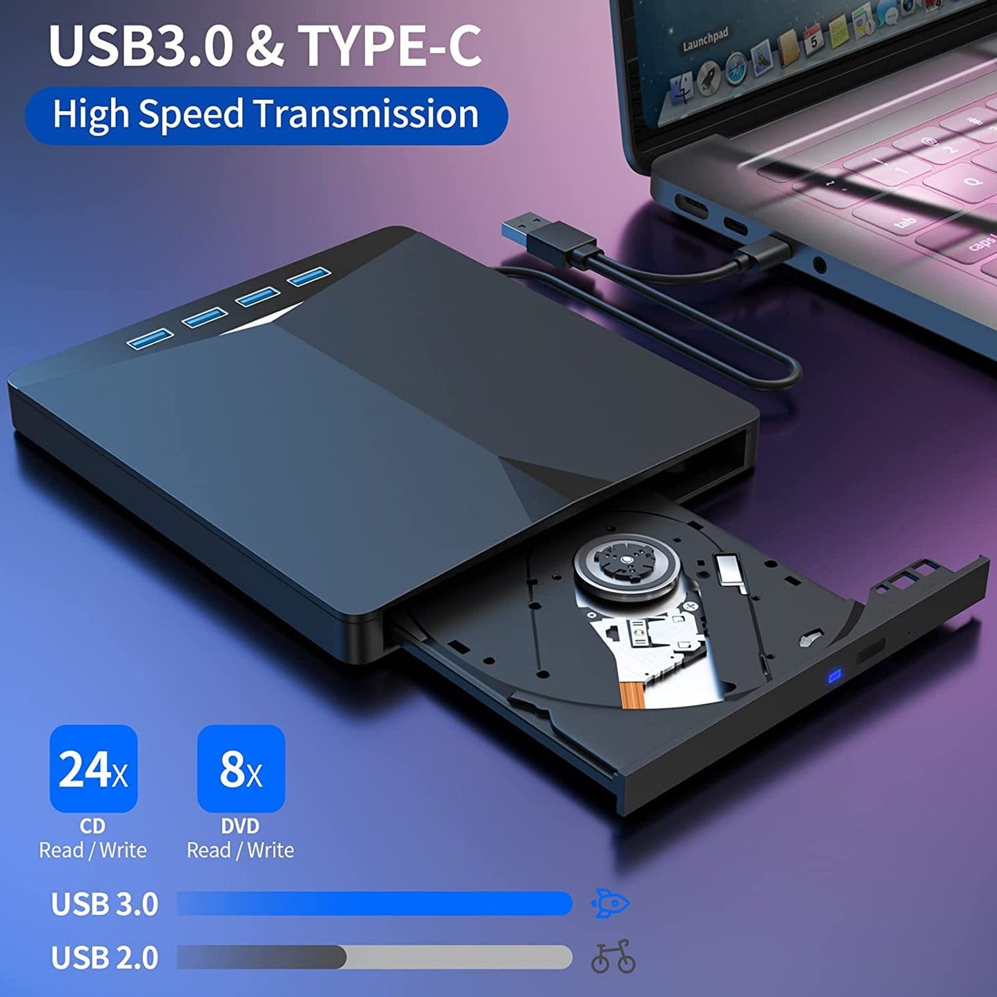 7 IN 1 BD Burner External USB 3.0 Player DVD CD 3D Recorder Drive Movie Player