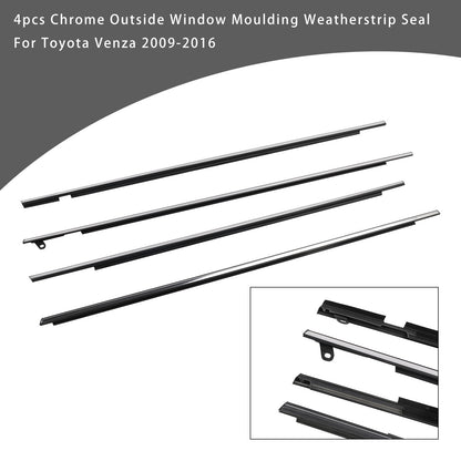 4pcs Chrome Outside Window Moulding Weatherstrip Seal For Toyota Venza 09-16 US