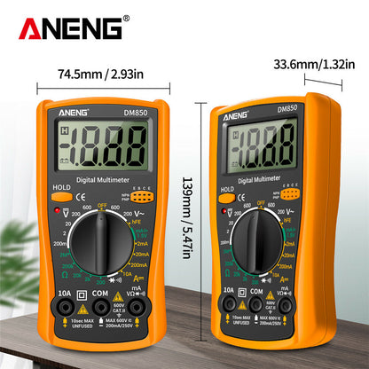 LCD Digital Multimeter Voltmeter Ammeter Ohmmeter Volt AC DC Tester Leads Meter