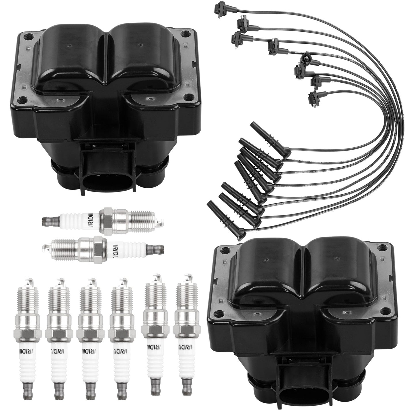 Ignition Coils & Iridium Spark Plugs w/ Wire Fit 91-01 Ford F150 Lincoln Mercury