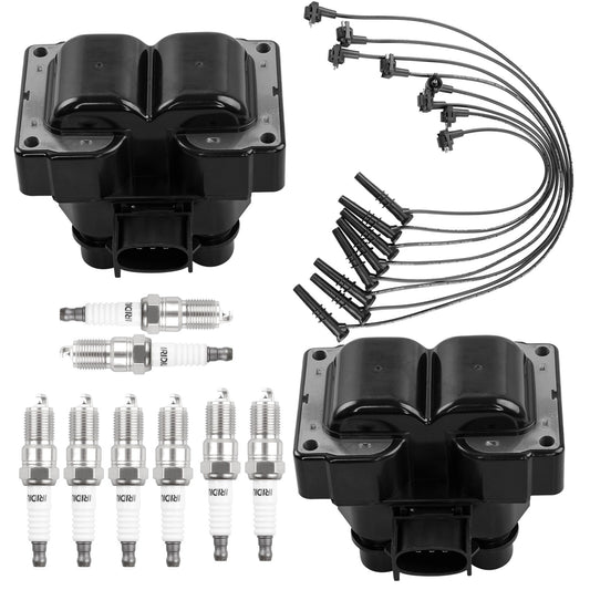 Solid Spare Ignition Coils & Iridium Spark Plugs w/ Wire Fit 91-01 Ford F150 Lincoln Mercury