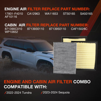 17801-F4010 Engine Cabin Air Filter For 2022-2025 Toyota Tundra Sequoia 3.4L V6