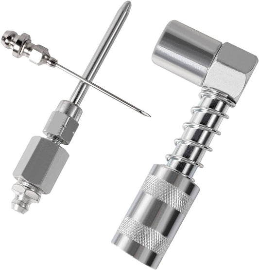 Solid Spare Grease Gun Accessory Kit 90 Degree Coupler Needle Nozzle Grease Injection Needle