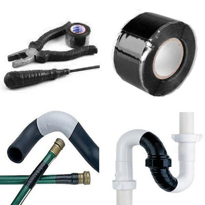 Silicone Tape Self Fusing Plumber Electrition Pipe Repair Hose Leak Black Useful