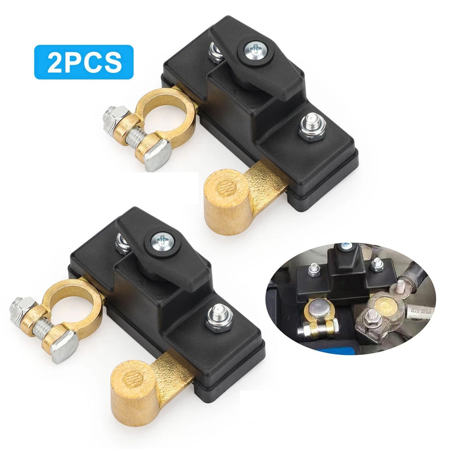 2pcs Battery Disconnect Switch 12V/24V 250A 1000A for Car RV Boat Power Cut Off