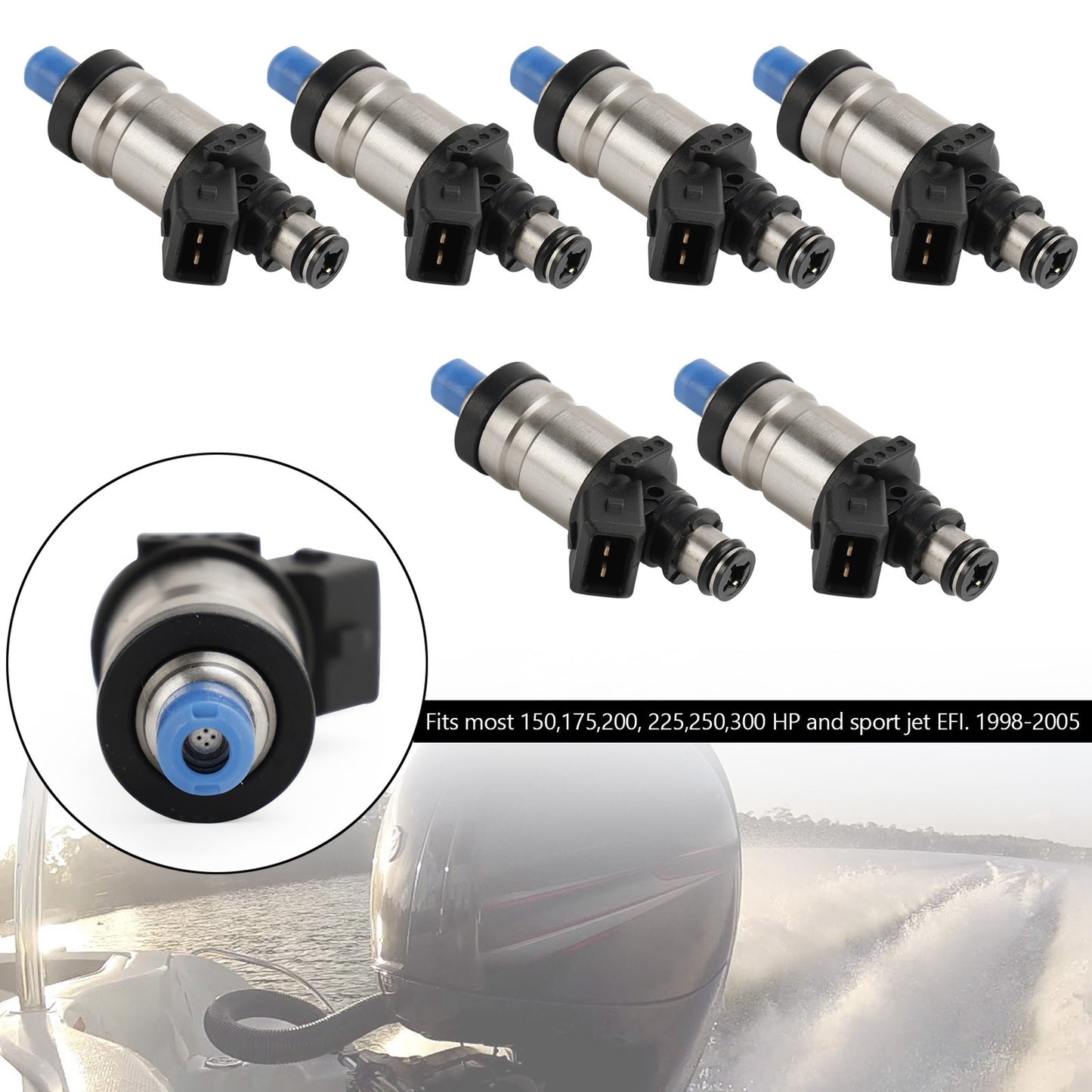 6* 18715T1 Fuel Injectors For Mercury Outboard 150 175 200 225 250 300 HP 98-05