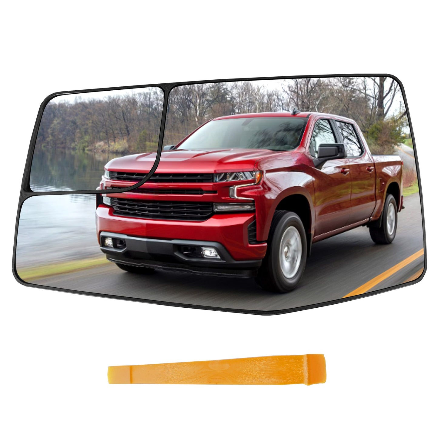 Driver Side Mirror Glass w/ Blind Spot Lens For 19-24 GMC Sierra Chevy Sliverado
