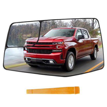 Driver Side Mirror Glass w/ Blind Spot Lens For 19-24 GMC Sierra Chevy Sliverado