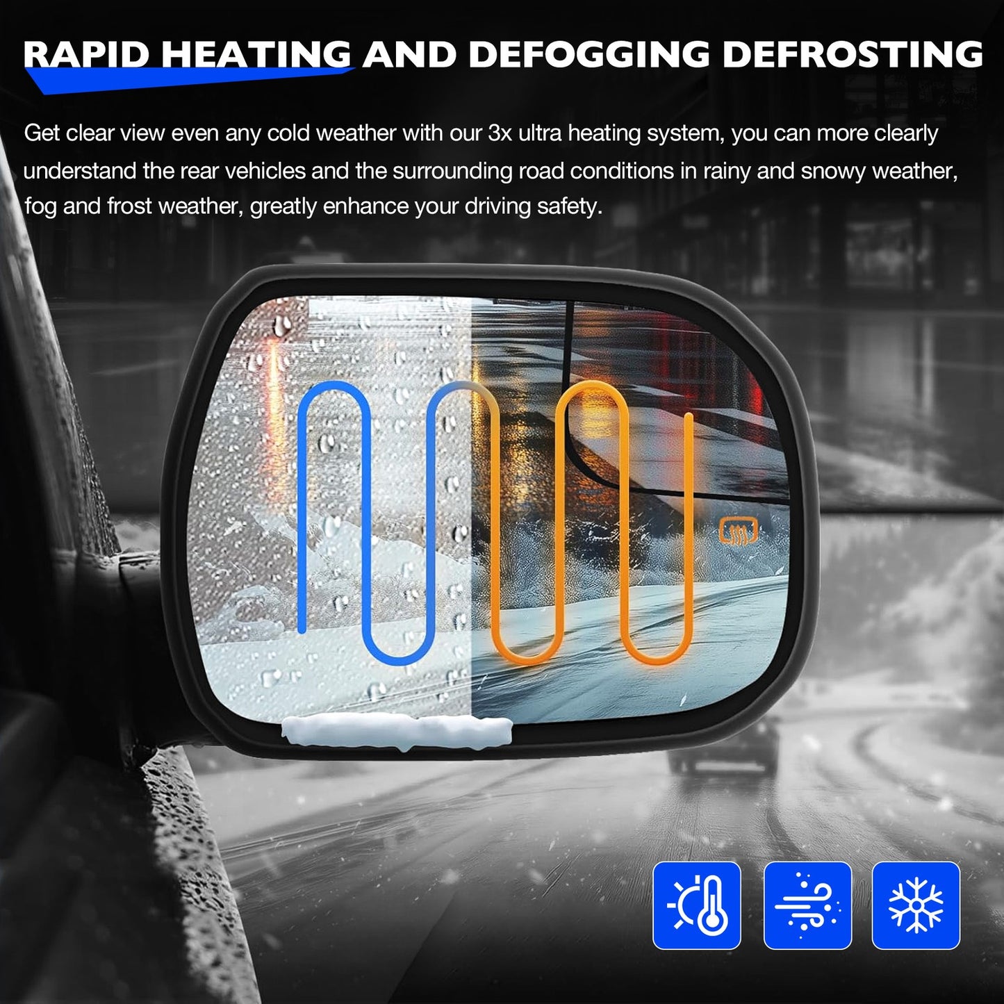 Right Passenger Side Convex Mirror Glass w/ Power Heated For 14-20 Toyota Sienna