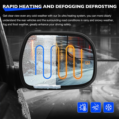 Right Passenger Side Convex Mirror Glass w/ Power Heated For 14-20 Toyota Sienna