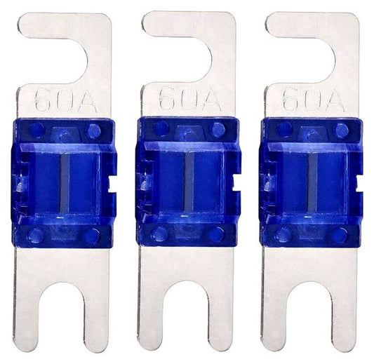 Solid Spare Mini ANL Fuse 60A 60 Amp 32V AFS Fuses For Auto Marine Stereo Audio Video 3 Pack