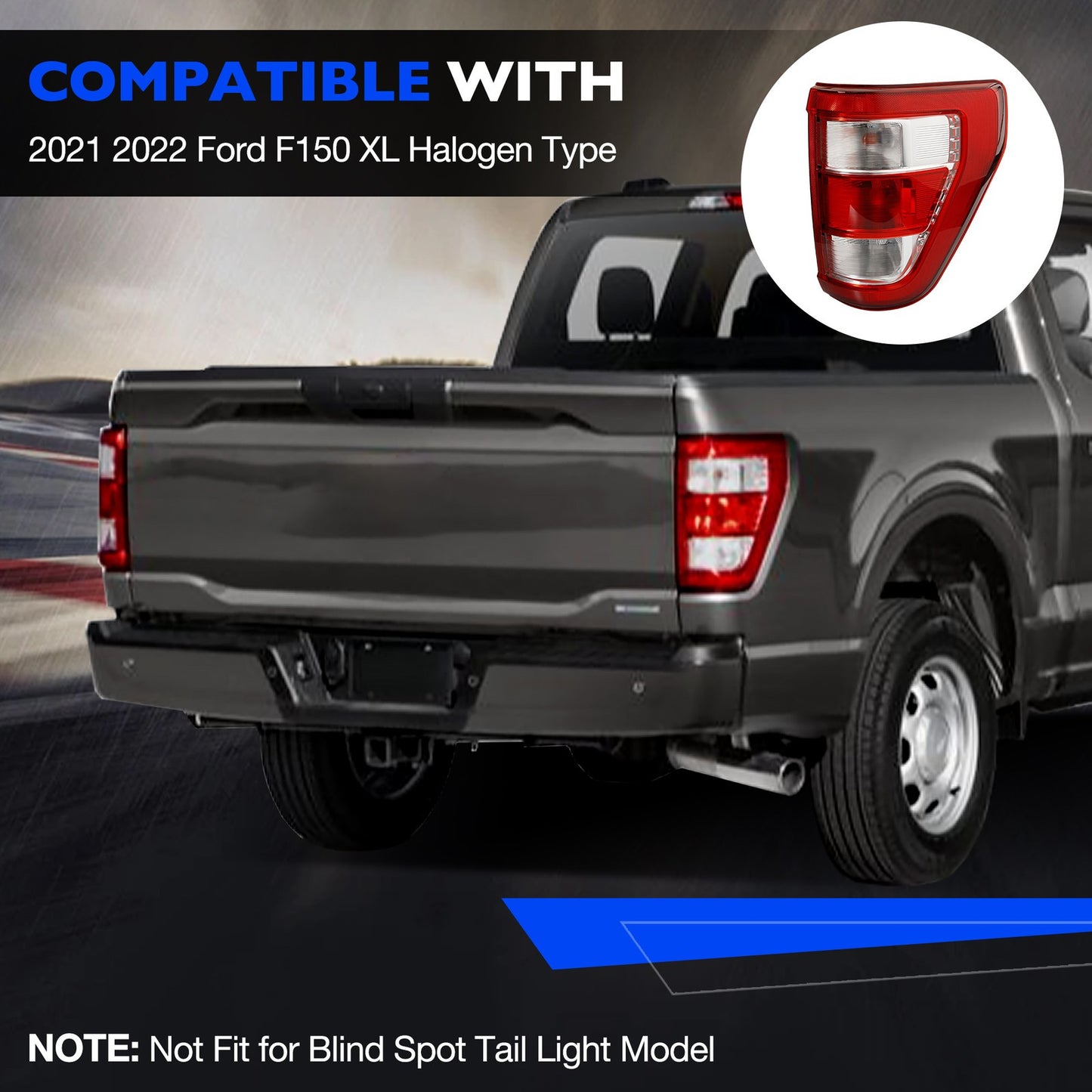 Rear Right Side Halogen Tail Light Lamp Assy For 21-23 Ford F-150 XL ML3Z13404E