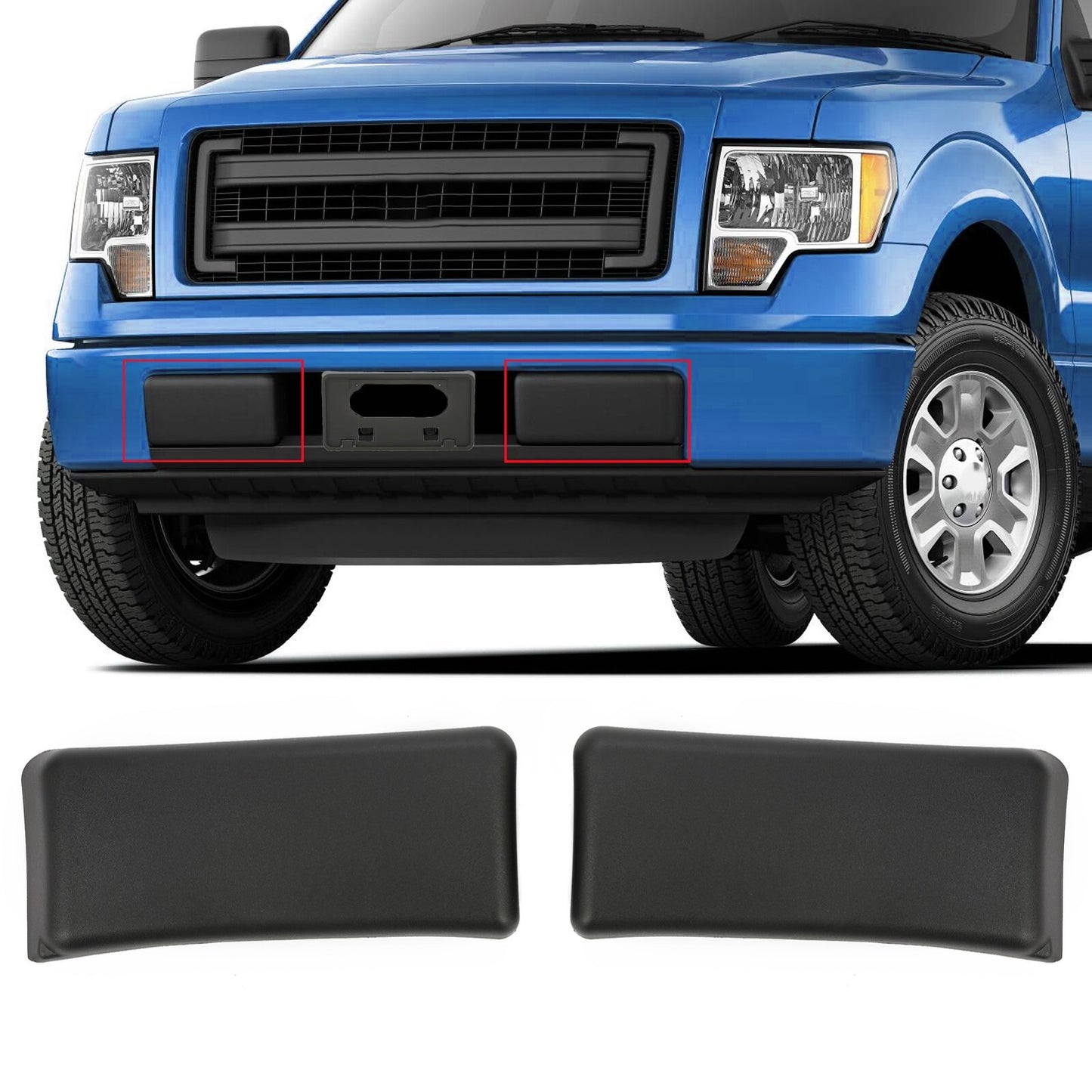 Solid Spare 2PCS Front Bumper Guards Pads End Caps Cover Trim For Ford F150 2009-2014 LH+RH